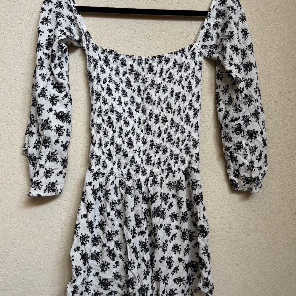 Blue Life Boho Ballerina Romper - White Floral Off Shoulder Smocked - Size L